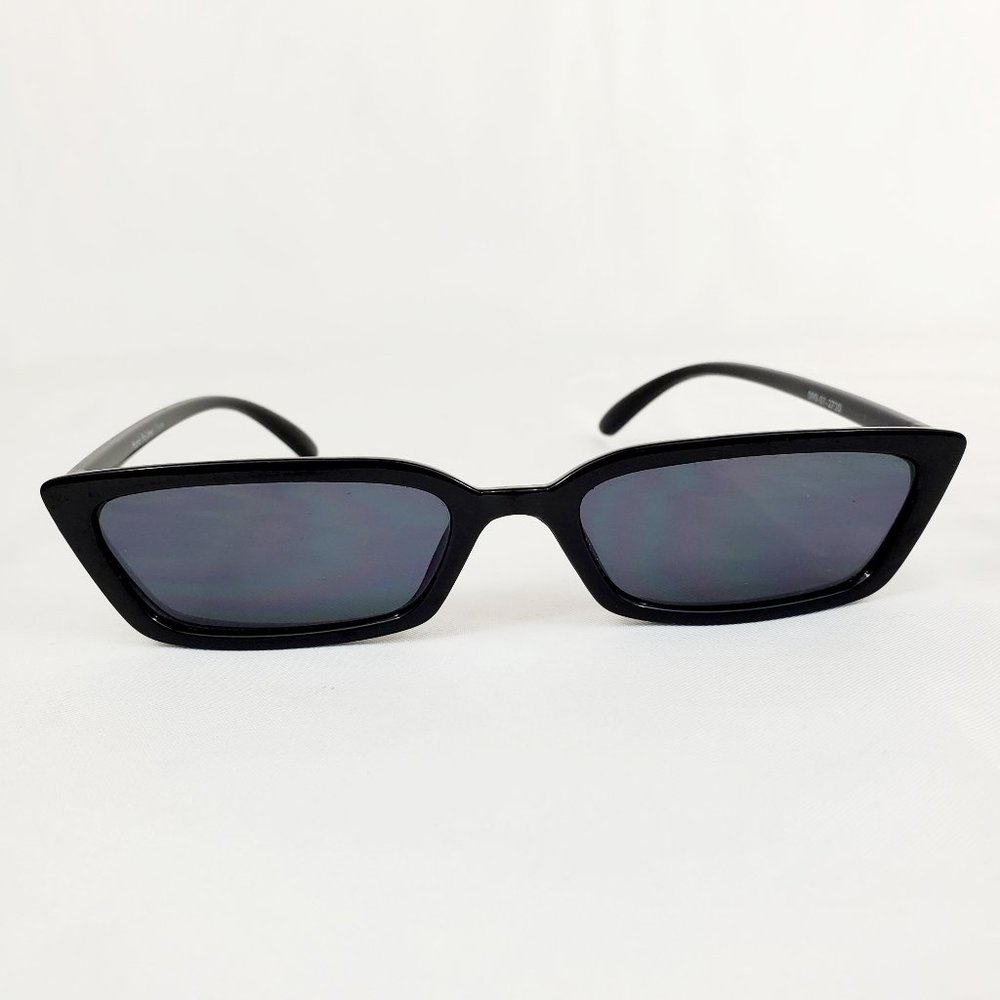 Retro Black Rectangle Brow Line Shades Black Polarized Lens Sunglasses ES1108